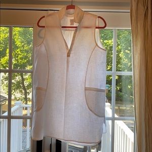 White linen Sigrid Olsen sleeveless beach dress